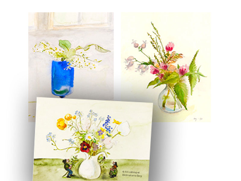 Blomsterpaketet - verskort med 3 olika motiv